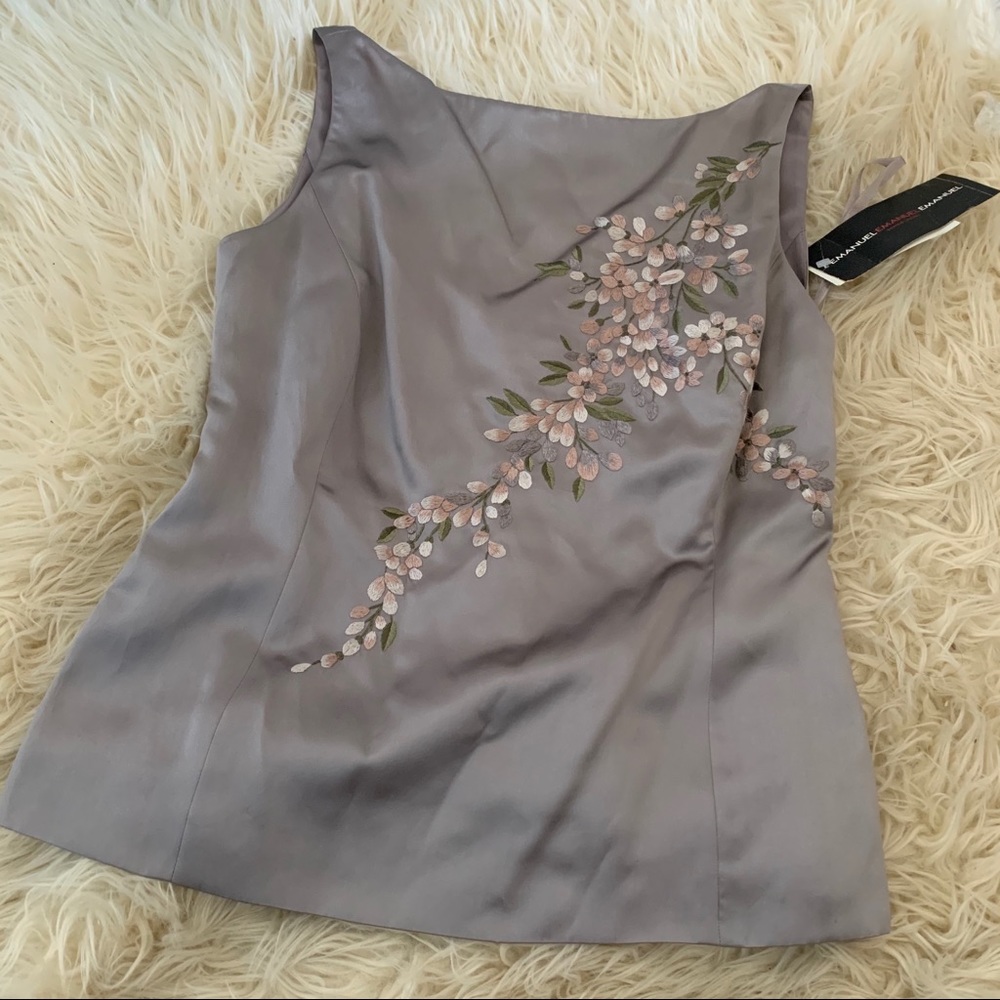 Emanuel Ungaro Floral Embroidered Square Neck Tank